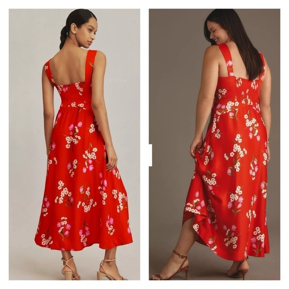 MAEVE x Anthropologie The Jocelyn Red Floral Sleeveless Midi Dress Size 2XL NWT - Picture 3 of 11